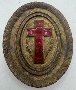 Vintage Aged Knights of Templar Fraternal Enamel Cross Belt Buckle 19th Century - Picture 1 of 3