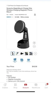 Scosche MagicMount Charge Wireless Charging Magnetic Phone Mount - Picture 1 of 3