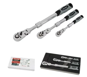 3PC Extendable Telescopic Flexi Head Ratchet Set 1/4 - 3/8 -1/2 - CT5797 - Picture 1 of 3