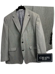 Chaps Suit Jacket Men’s Size 48R Grey Sport Coat Blazer Paisley Lining 2 Button - Picture 1 of 12