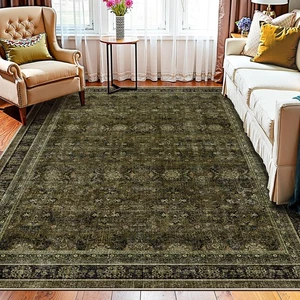 Brown Olive Living Room Rug 6x9: Vintage Boho Modern Aesthetic Home Decor, Ex... - Foto 1 di 7