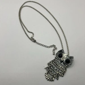 Vintage Gelenk Eulen Halskette Silberfarben Metall - Bild 1 von 8