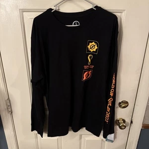 FIFA World Cup Qatar Sz XL Black Long Sleeve 2022 Official Soccer T-Shirt NWT - Picture 1 of 8