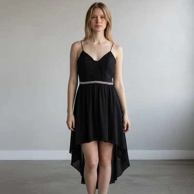 City Triangles Black Chiffon Dress Womens Size Small Glam Cocktail Babydoll Hoco - Image 1 of 4