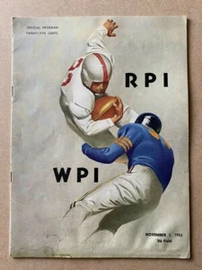 RENSSELAER (NY) vs WORCESTER POLY - PROGRAMMA CALCIO COLLEGE - 1952 -EX - Foto 1 di 2