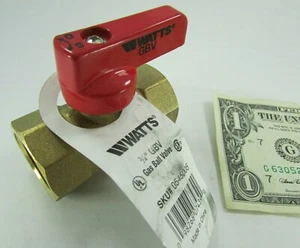 Watts 3/4" NPT Female Gas Rated Brass Ball Valve 1/4 Turn UL CSA 3/4 GBV 0545005 - Picture 1 of 12