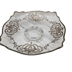 MID CENTURY ÜBERBACKENE GOLD OVERLAY 11" FUSSSCHALE - Bild 1 von 3