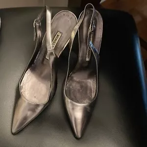 Manolo Blahnik silberne Schlinge hinten Größe 38 1/2 - Bild 1 von 5