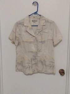 Tommy Bahama Damen klein 100 % Seide Kurzarm Knopfleiste hellgelb... - Bild 1 von 4