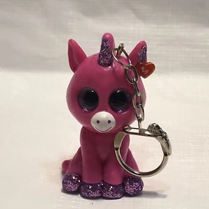 TY Mini Boos Pink Purple Bubblegum the Unicorn Horse Large 2 Inch Keychain - Picture 1 of 5