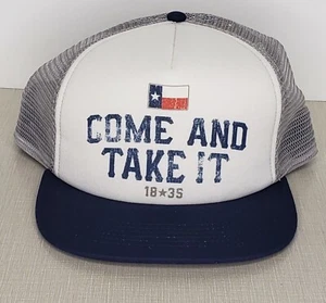 Mens SnapBack Trucker Hat "Come and Take it" Snap Mesh Navy Blue Gray TEXAS - Picture 1 of 4