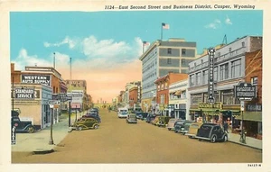 CASPER WYOMING EAST SECOND STREET OLD POSTCARD VIEW - Imagen 1 de 2