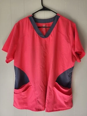 Barco One Women Short Sleeve Pink Medical Scrub Shirt Size 2XL. - Image 1 of 4