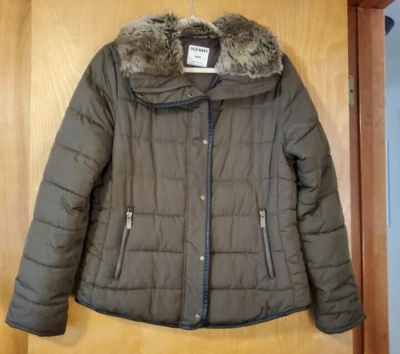 Old Navy Brown Womens/Junior Puffer Jacket Faux Fur Winter Coat Size Medium - Image 1 of 4