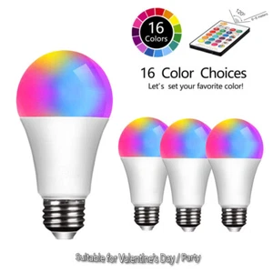 RGB LED Bulb E27 Light 16-Colour Chang Remote Control Screw Lamp 7-15W - Picture 1 of 11