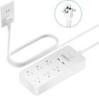 2 Prong Power Strip With 10Ft 2 - 10 Ft Cord - 6 Outlets 2 Usb, White