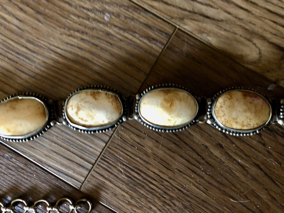 Bedouin Silver Belt with Polished Stones - 8.5 oz - Fits Up To 42in Long - Image 1 of 4