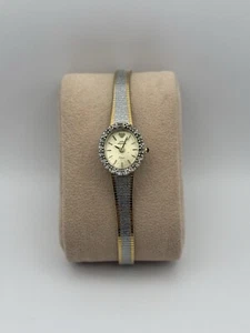 VINTAGE Womens Jules Jurgenson Genuine Diamond Bezel Gold Filled Dress Watch - Picture 1 of 7