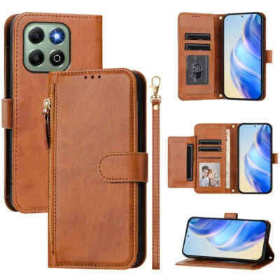 Zipper Wallet Leather Flip Cover Case For Huawei P30 Lite Pura 70 Pro Honor 200 - Image 1 of 4