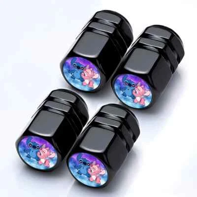 LILO & STITCH TYRE Red Bike Schrader Valve Caps Aluminum BMX CAP CAR VAN - Image 1 of 3