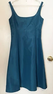 J Crew 100% Silk Teal Green Lined Dress Women's- 8 - Picture 1 of 7