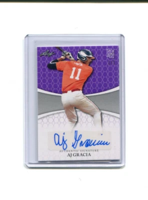 2022 Leaf Perfect Game Showcase Autographs Blank Back Purple AJ Gracia Auto 1/1 - Image 1 of 2