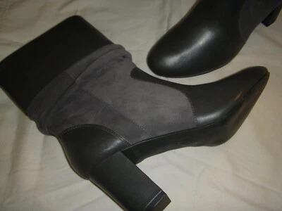 C. Wonder Amanda 皮革麂皮绒中筒懒人靴女式 11 M 灰色 11M ~ — 第 1/4 张图片