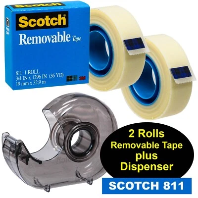 Cinta Extraíble Scotch 811 3/4 x 1296" 2 Rollos de Cinta Más Dispensador de Mano Foto 1 de 2