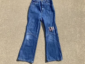 Faded Glory Vintage 90's/Y2k girls Varsity embroidered blue jeans size 6x - Picture 1 of 7
