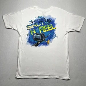 Salt Life T Shirt Large White Shut Up N Reel Short Sleeve EUC - Picture 1 of 6