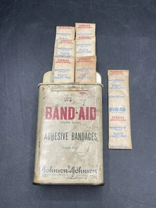 Almohadilla lisa envejecida vintage JOHNSON & JOHNSON TIRAS TRANSPARENTES curita vendaje lata - Imagen 1 de 9