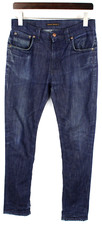 NUDIE Jeans & CO. Tape Ted Org. Dry Grey Embo Jeans Mens W31/L32 Faded Zip Fly