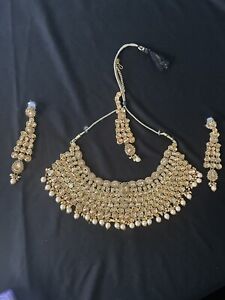 Indian Bollywood Style Fashion Gold Plated Bridal Jewelry Necklace Set