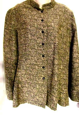 Chaqueta Blazer J JILL Tapiz Multicolor BOTÓN Delantero CUELLO MANDARÍN SIN FORRO 12 Foto 1 de 4