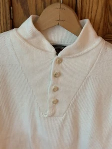 Alps Fine Apparel For Men, Quarter Button Pullover, USA, Large, Off White - Picture 1 of 7