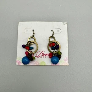 Premier Designs Earrings PARADE Multicolor Colorful Beaded Flashy Brushed Gold - Picture 1 of 7