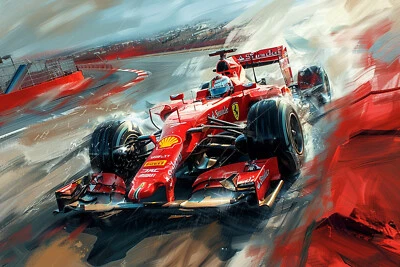 F1 Racing Car Formula 1 Canvas Picture Print Wall Art - Image 1 of 4