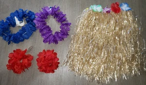 girls HULA SKIRT tan FLOWER FLORAL LEIS BRACELETS ages 4 to 6? cute! - Picture 1 of 1