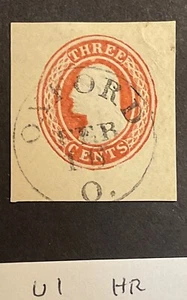 US Sct U1 VF used cut square cleat cancel FIRST US GANZSACHE AUSSERGEWÖHNLICH - Bild 1 von 2