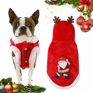 Weihnachten Mantel Kleidung Haustier Hund Katze Weihnachtsmann Kostüm warm verkleiden süß Welpe - Bild 1 von 15