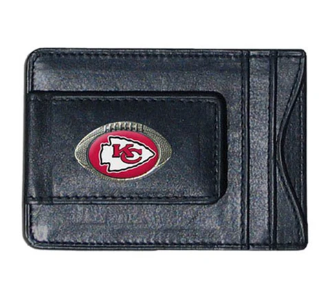 Kansas City Chiefs NFL Football Team Leather Card Holder Money Clip Wallet Cover