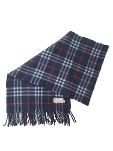 BURBERRY'S of London Vintage Classic Check Scarf Pure Cashmere Navy SCARF - Picture 1 of 7