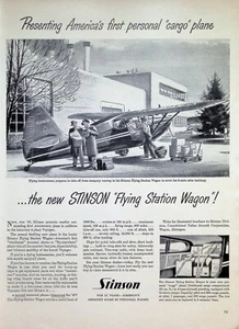 VINTAGE 1940s Print Ad ~ Stinson Personal Plane ~ Flying Station Wagon! - Picture 1 of 1