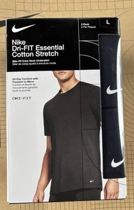 Nike Dri-FIT Essential Algodón Elástico Calce Ajustado Cuello Redondo Camiseta Interior Paquete de 2 L - Imagen 1 de 24