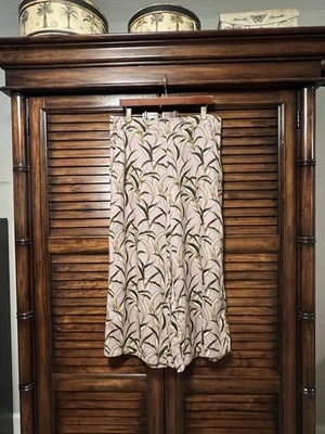 TAHARI Linen Pants Women's XL Wide Leg Tropical Print Pockets Cropped Resort - Image 1 of 4