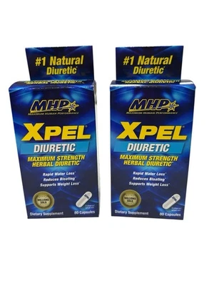 2 frascos (80 comprimidos cada) MHP Xpel pílulas de água diurética herbal natural EXP 7/27 - Imagem 1 de 2