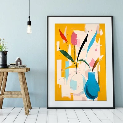 Abstract Plant Wall Art Canvas Painting Minimalist Poster and Print Home Decor - Image 1 of 4