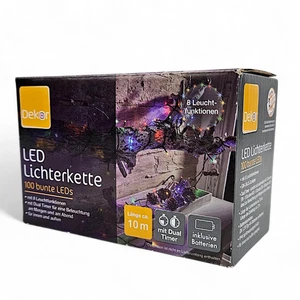 Dekor LED Lichter kette 10m Dual Timer 100 Party bunte LEDs 8 Leucht funktionen - Bild 1 von 5