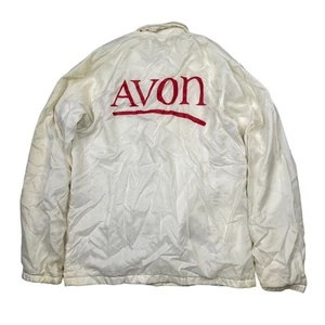 Vintage 80s Avon Chalk Line Nylon Full Zip Jacket FLAW White Womens S Small - Bild 1 von 9