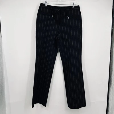 Pantalones para mujer Etcetera negros a rayas pierna ancha 12 preppy informales de negocios Foto 1 de 4